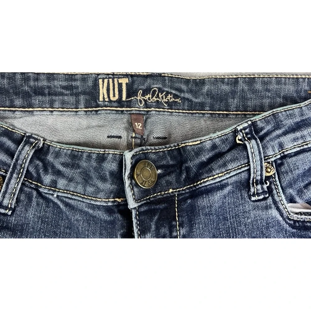 KUT Jeans Women's 12 Blue Katy Boyfriend Straight‎ Leg